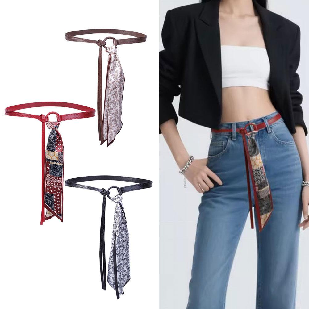 Y2K Punk Scarf Waist Belt – Retro PU Leather Tie-Up Hip Belt