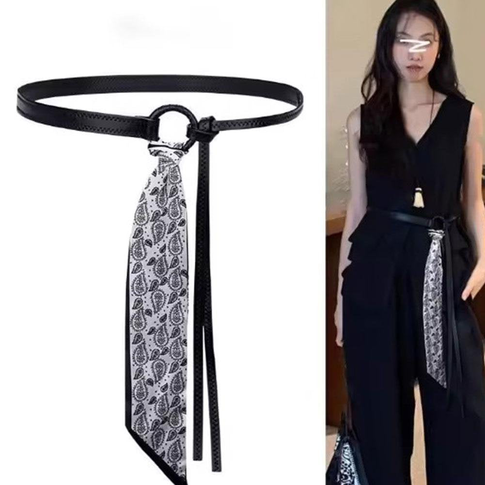 Y2K Punk Scarf Waist Belt – Retro PU Leather Tie-Up Hip Belt